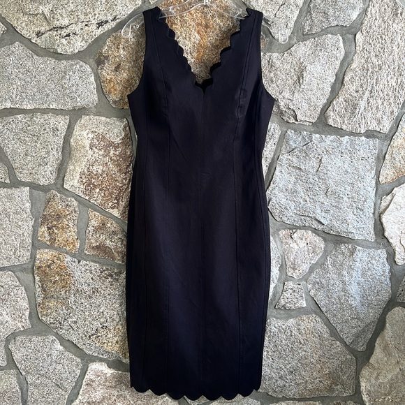 NWT Banana Republic Bi- Stretch Scalloped Cocktail Dress V- Neck Dress. - Picture 2 of 12
